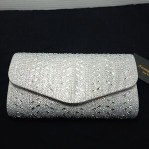 D'margeaux Silver Clutch Bag W/ Chain Strap NWT